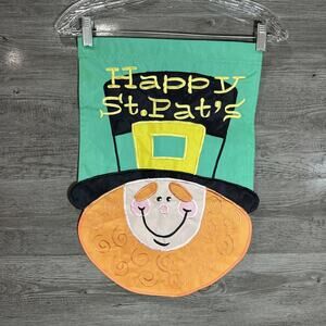 Vintage Happy St. Patrick’s Day Leprechaun Flag 18”X 13”